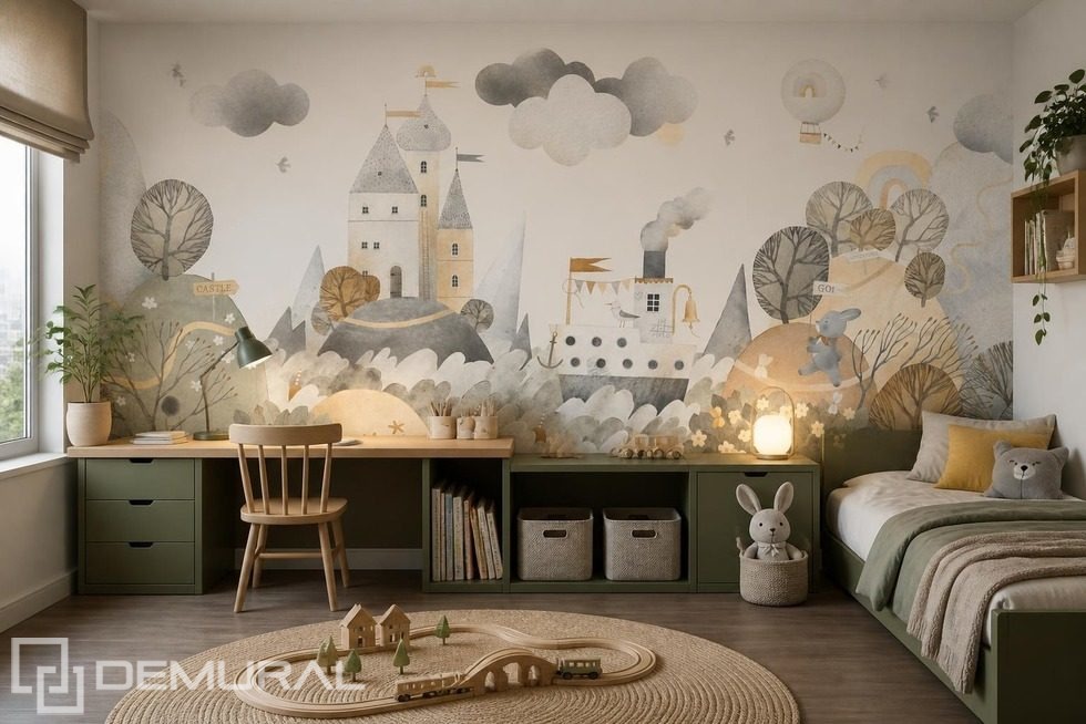 Sanfter Rhythmus und märchenhafte Panorama-Wandgestaltung Fototapete für Kinderzimmer Fototapeten Demural