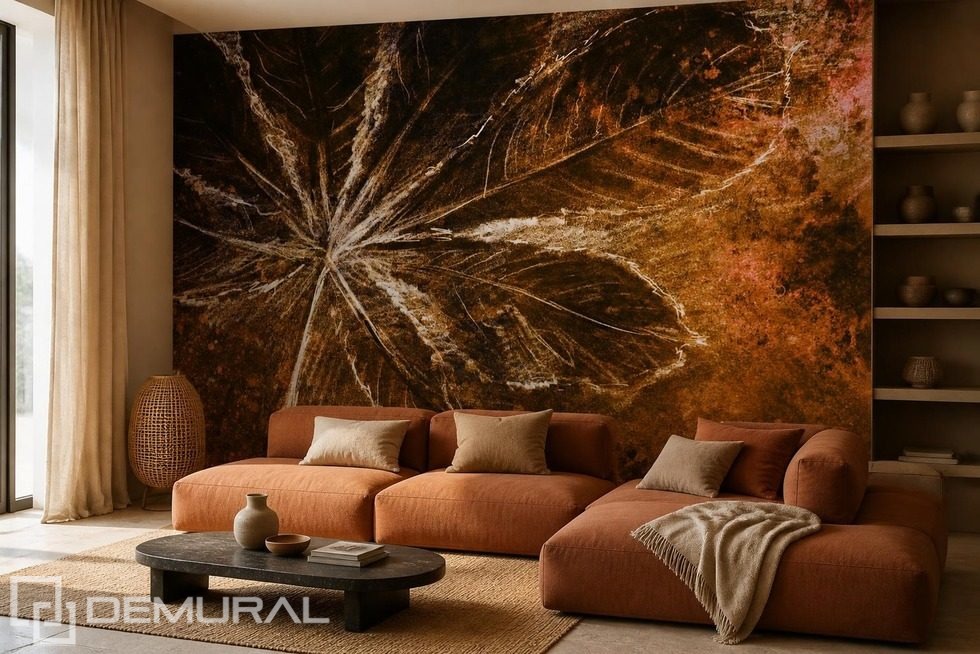 Kontrast von warmen Brauntönen und hellen Akzenten Fototapete fürs Wohnzimmer Fototapeten Demural