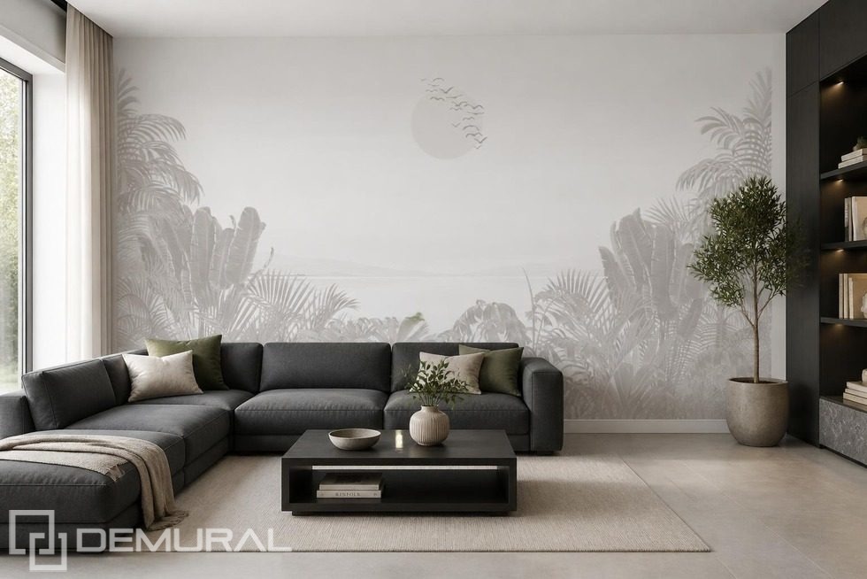 Feinfühliges Spiel mit pflanzlichen Formen und Licht Fototapete fürs Wohnzimmer Fototapeten Demural
