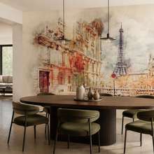 Eiffelturm-und-pariser-strasse-in-aquarelltonen-fototapete-eiffelturm-fototapeten-demural