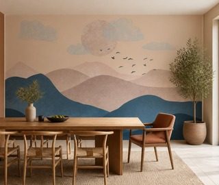 kontrastreiche blautone und beige in einer berglandschaft fototapeten gebirge fototapeten demural