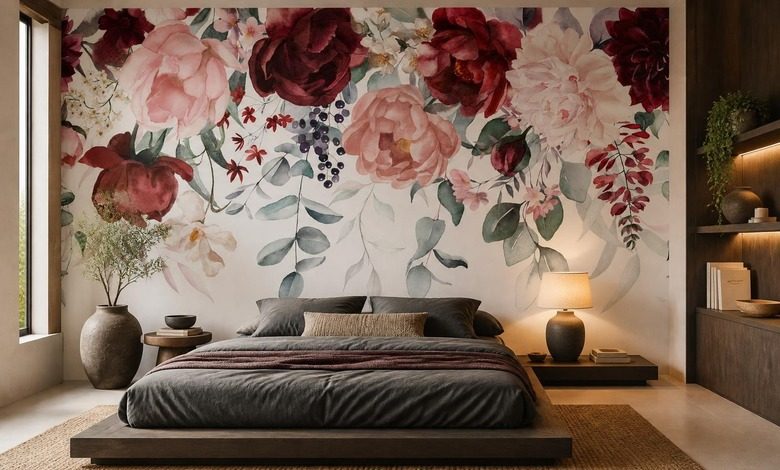 weiches licht auf floralem motiv fototapete fur schlafzimmer fototapeten demural