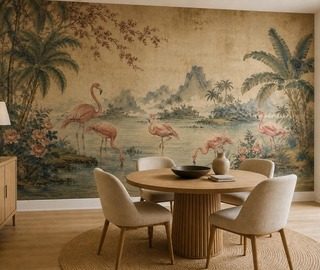 rhythmische anordnung des flamingo motivs fototapeten orientalische fototapeten demural