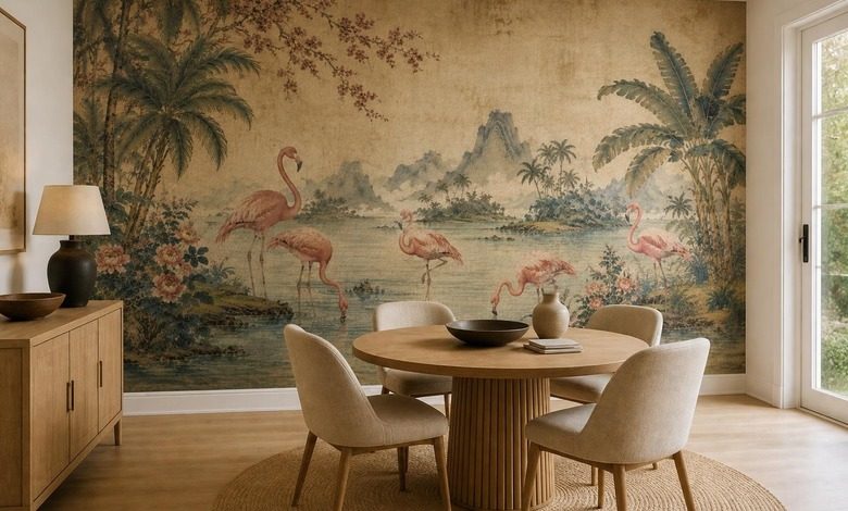 rhythmische anordnung des flamingo motivs fototapeten orientalische fototapeten demural