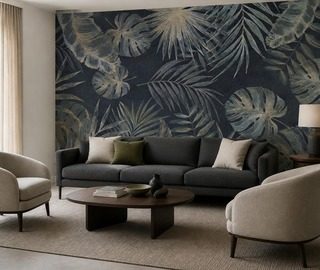 dekorative pflanzenexpression auf dunklem hintergrund fototapete furs wohnzimmer fototapeten demural