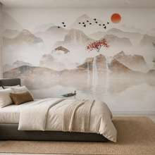 Stille-berge-mit-rotem-himmel-fototapeten-orientalische-fototapeten-demural