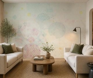 stilvolles spiel pastellfarbener geometrischer formen fototapete furs wohnzimmer fototapeten demural