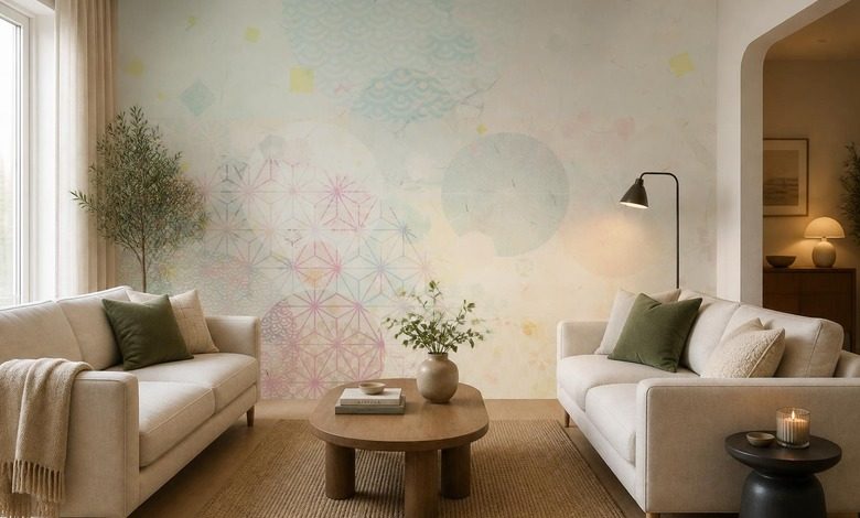 stilvolles spiel pastellfarbener geometrischer formen fototapete furs wohnzimmer fototapeten demural