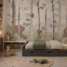 Grun-und-beige-in-einer-waldlandschaft-fototapete-fur-kinderzimmer-fototapeten-demural