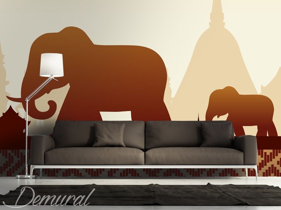 Familie der Elefanten Fototapeten orientalische Fototapeten Demural