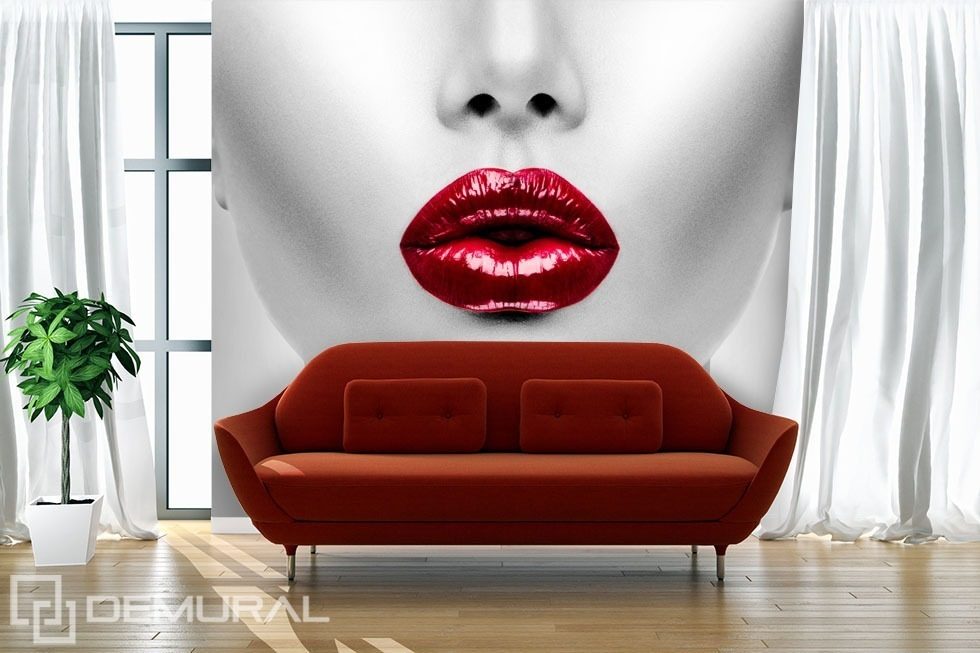 Rote Lippen Fototapete fürs Wohnzimmer Fototapeten Demural